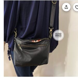 Vintage Travanti Leather Double Zip Crossbody Handbag